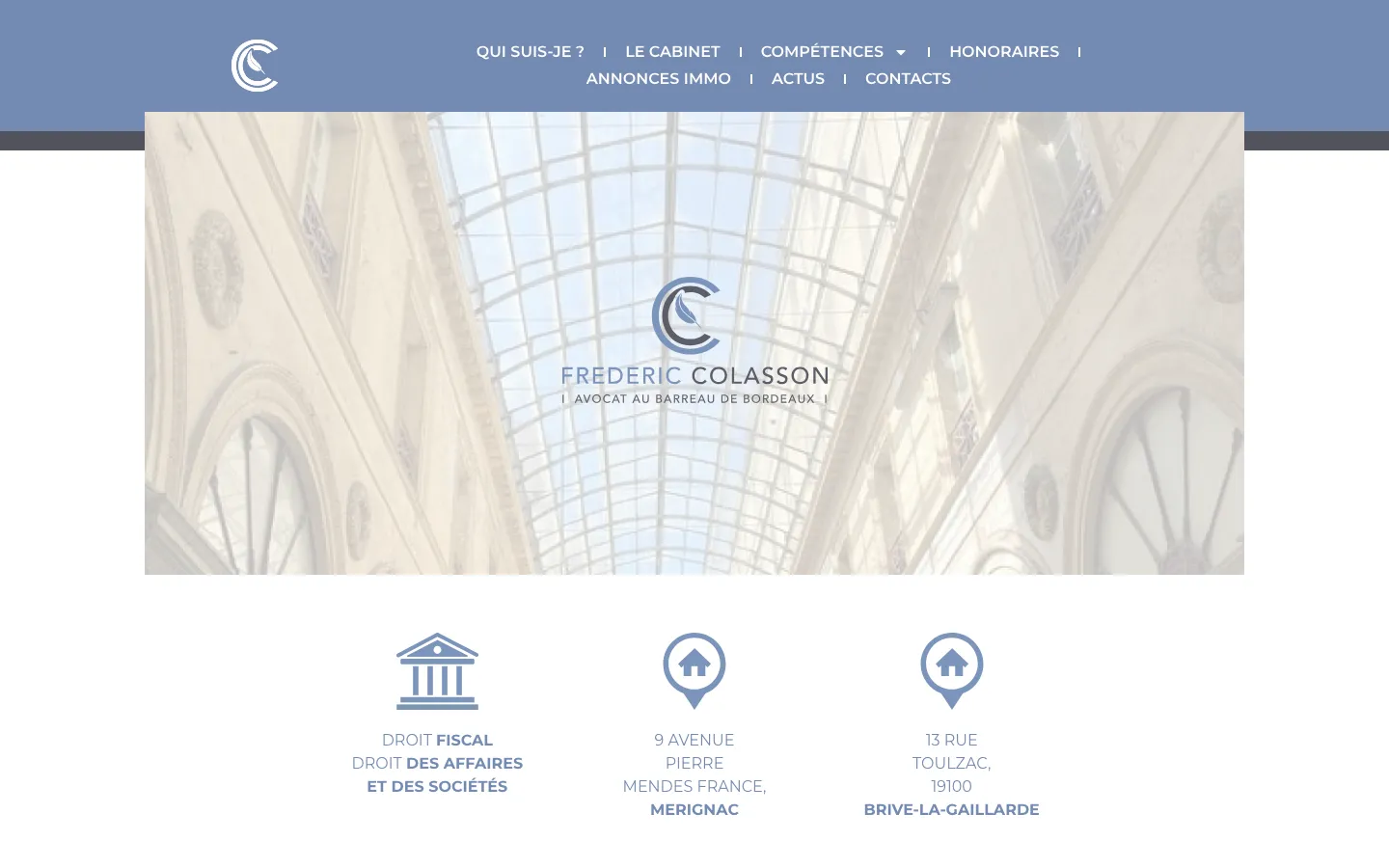 Capture d'écran du site de Avocat Frédéric Colasson