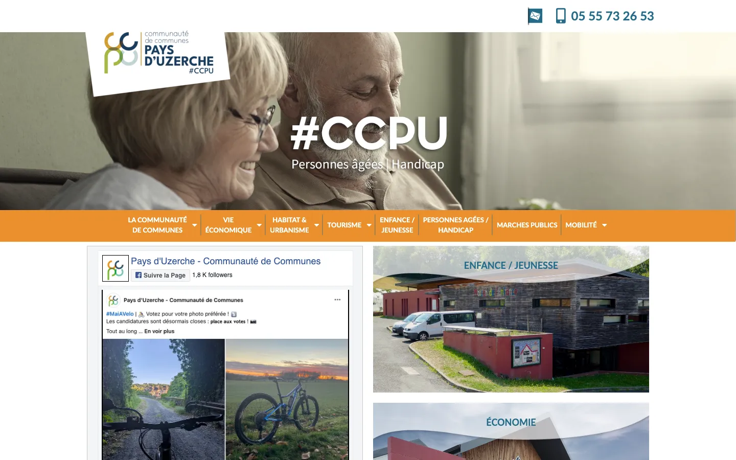 Capture d'écran du site de Communauté de Communes du Pays d'Uzerche