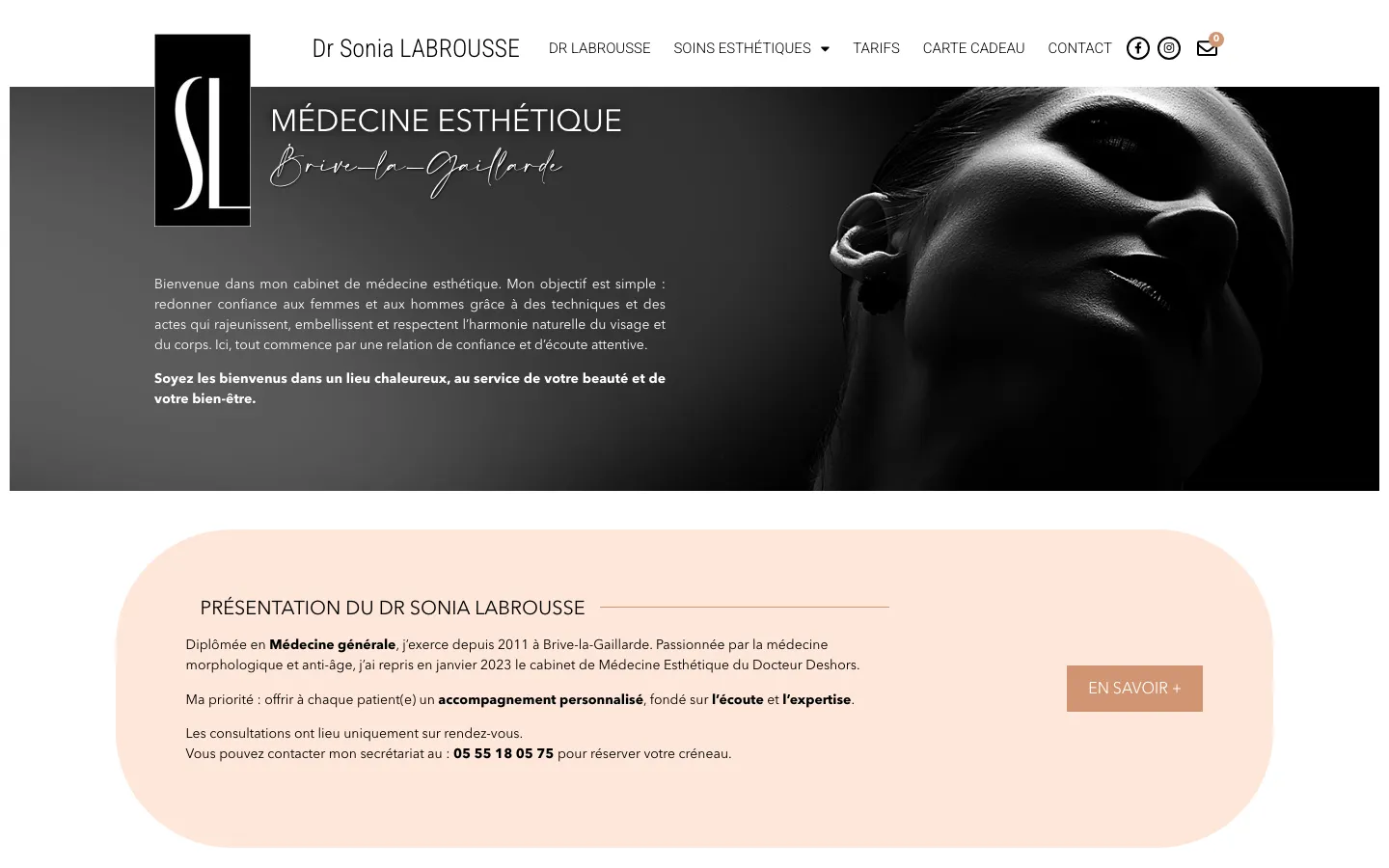 Capture d'écran du site de Dr Sonia Labrousse