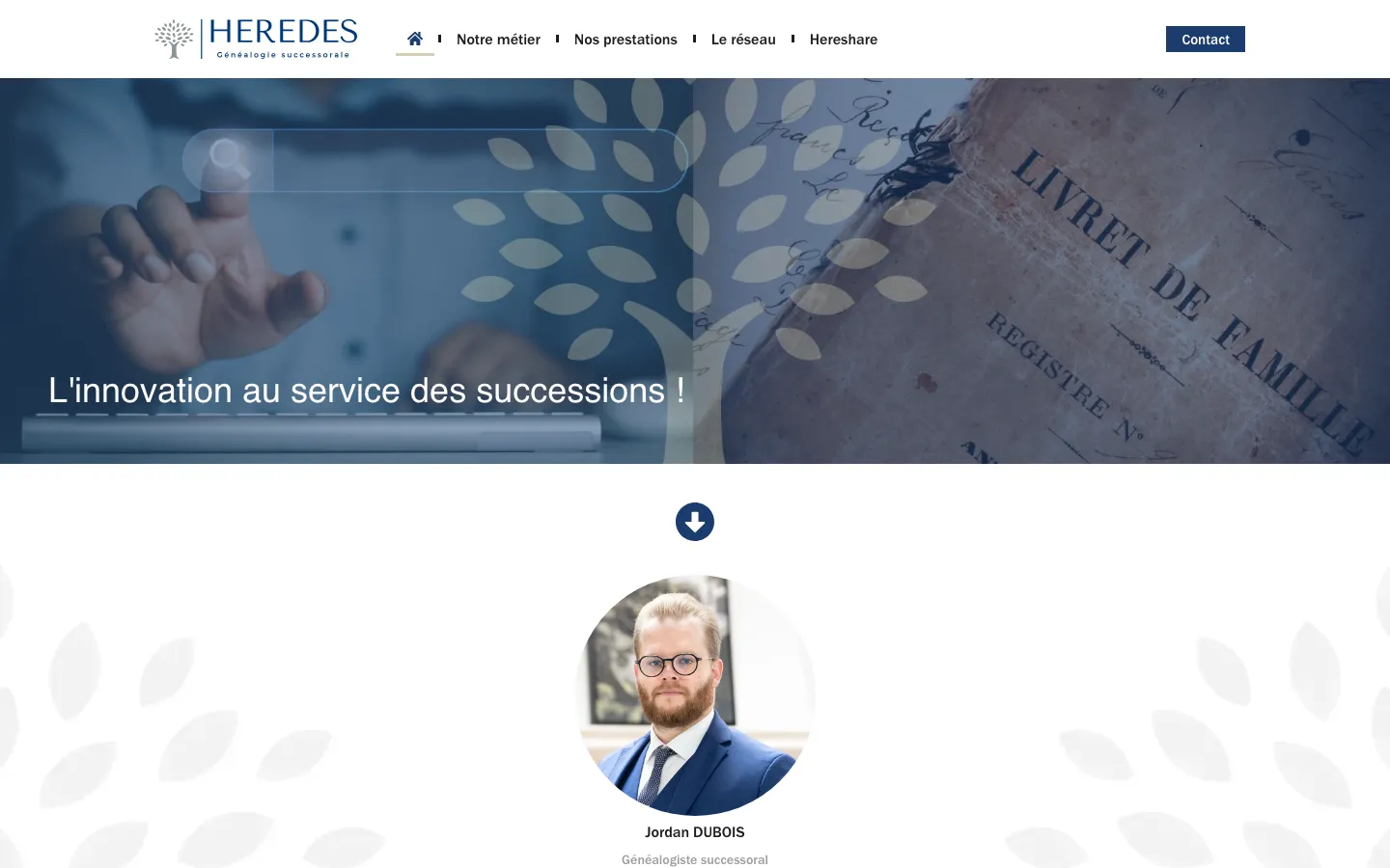 Capture d'écran du site de Étude Heredes