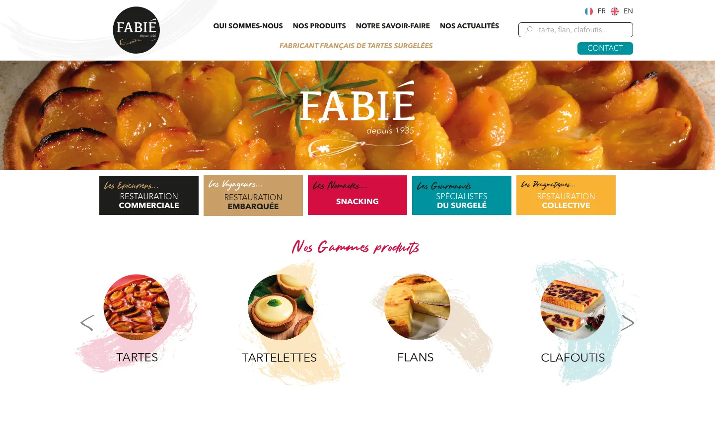 Capture d'écran du site de Pâtisserie Fabié