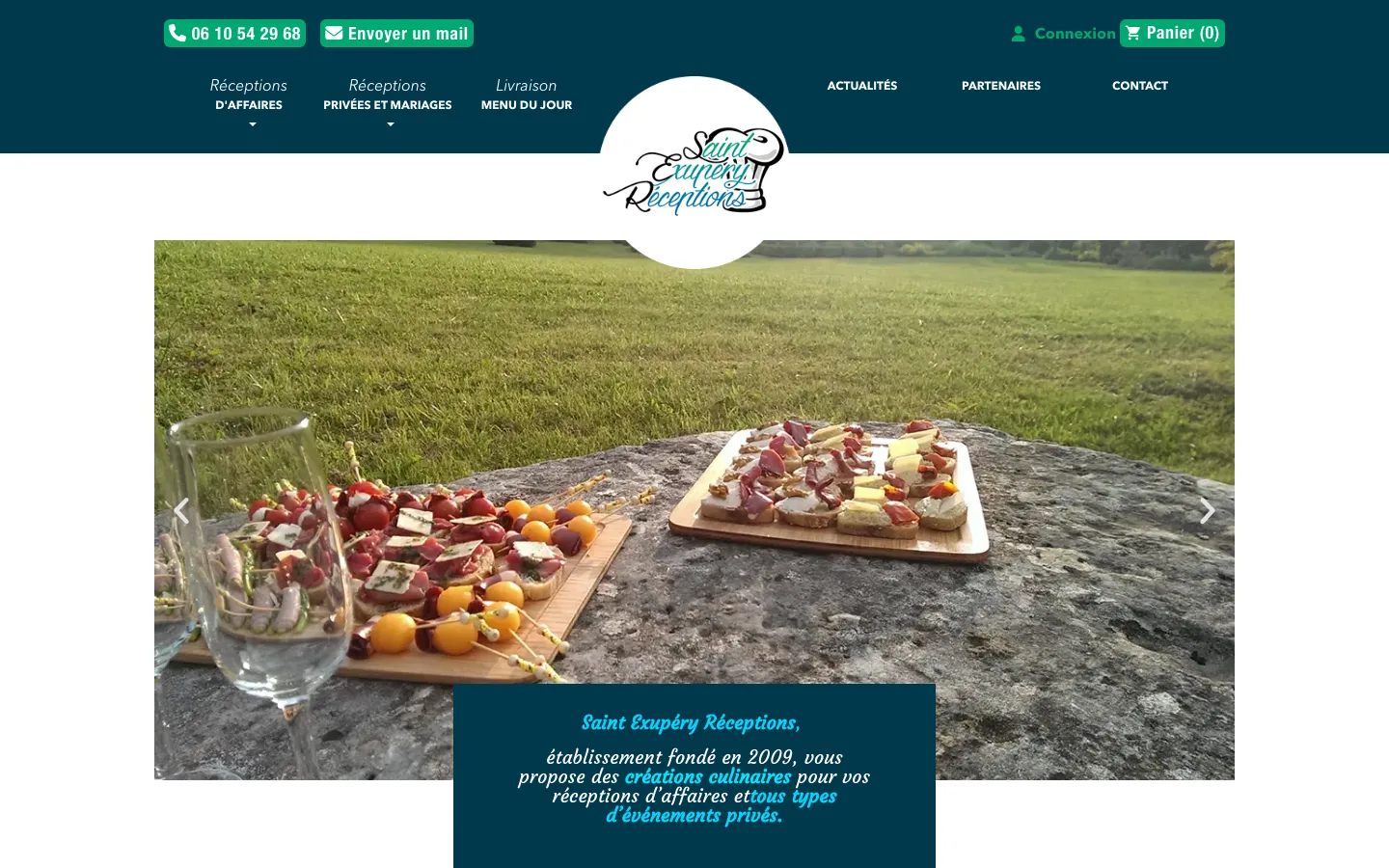 Capture d'écran du site de Saint Exupéry Réceptions